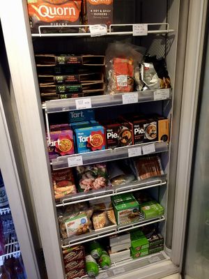 The Incredible Nutshell - Sheffield's vegan shop - one of the freezers at All Carrot No Stick in Sheffield