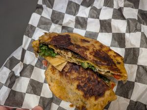 Crunch wrap at Vegan House Shack Kitchen @ Planted by Faith in Greenville