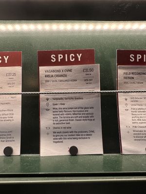 “Declared vegan” wine   at Vagabond  in London