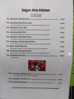 Vegan Menu at SAIGON Asia Kitchen in Hannover