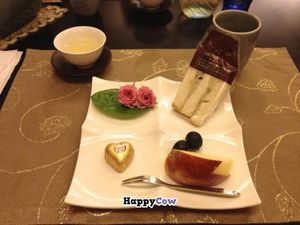 Yang Xin Kaiseki Dessert Plate with Wasabi Sandwiches at Vegetarian Kaiseki Cuisine in Hualien