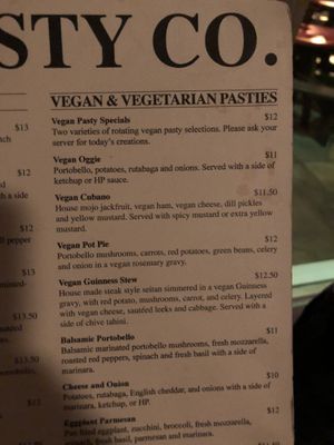  Current menu options. at Cornish Pasty Co in Mesa