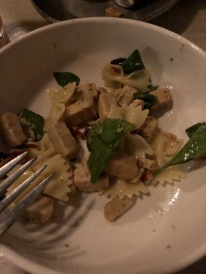 Pasta salad (what’s left of it) with chick’n. at Cornish Pasty Co in Mesa