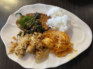  vegan fish, fried rice and pad thai at Plumeria in San Diego
