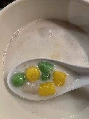 I can’t remember the name but it was a dessert with rice balls! (so good)  at Plumeria in San Diego