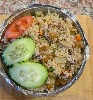 house fried rice with vegan chicken   at Plumeria in San Diego