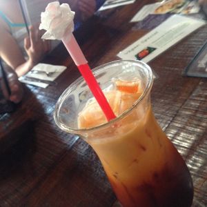 Thai iced tea with coconut milk.  at Plumeria in San Diego