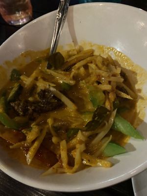 Red curry with mock duck  at Plumeria in San Diego