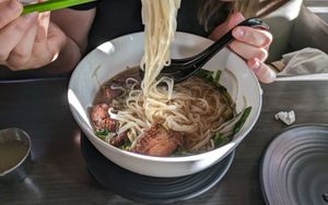 Vegan duck soup at Plumeria in San Diego