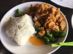 Tangerine Chicken & White Rice ?Gluten Free at Plumeria in San Diego