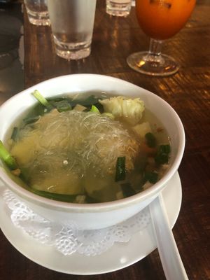 Glass soup at Plumeria in San Diego