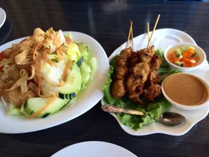 Thai Salad & Mock Chicken Satay at Plumeria in San Diego