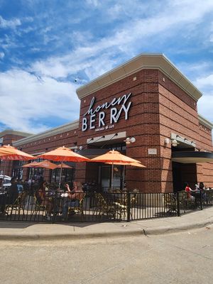 The outside of the building at Honey Berry in Dallas