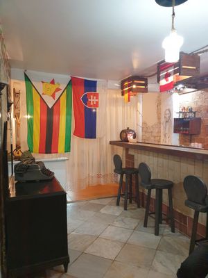The bar area at El Shamuskiao in Havana