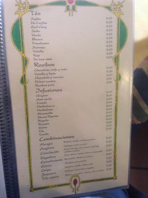 Menu (Spanish) at Galgala Vegetariano in Vigo