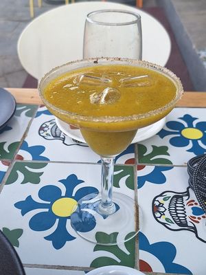 Passion fruit margarita at Gracias Madre in Puerto Villamil