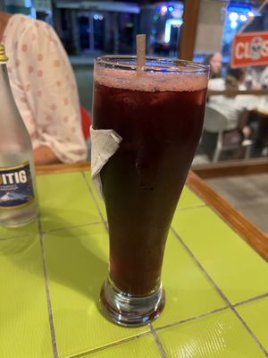 Hibiskus flower water 💦 🌺   at Gracias Madre in Puerto Villamil