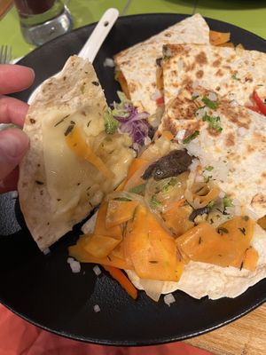 Quesadillas with vegan cheese 🧀   at Gracias Madre in Puerto Villamil
