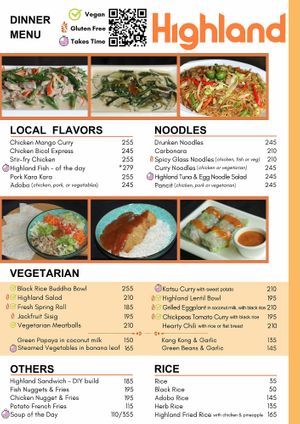 New Menu 2024 at Highland in Bohol