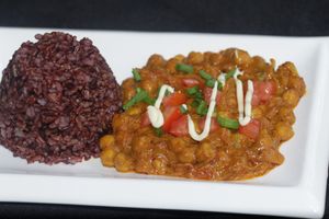 Chickpea Tomato Curry with Black Rice at Highland in Bohol