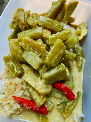 Rice and vegetable curry.  at Aob Aun Vegan in Koh Samui