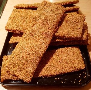 Kamut puff pastry with anise and sesame seeds at Forn Fortino in Barcelona