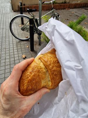 Plain croissant at Forn Fortino in Barcelona
