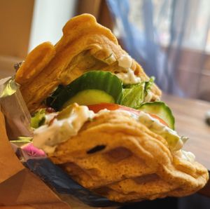 waffle sandwich at Secret Place in Tbilisi