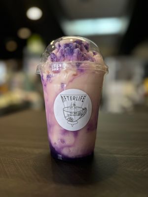 Rose lavender slush at Afterlife Tea and Boba Room in Las Vegas