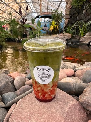 Strawberry matcha at Afterlife Tea and Boba Room in Las Vegas