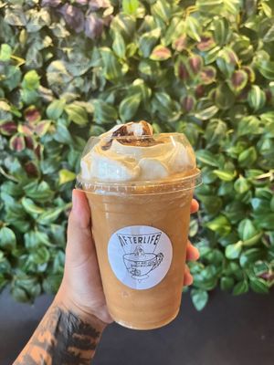 Blended chocolate pumpkin latte at Afterlife Tea and Boba Room in Las Vegas