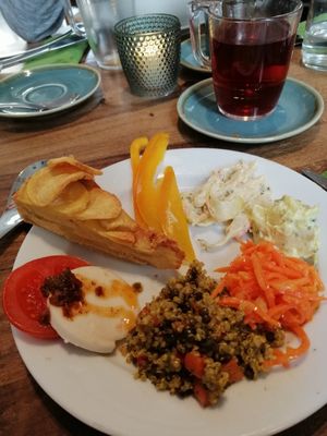 Vegan mozerella, salads, tortilla at Bistro Bardot in Berlin
