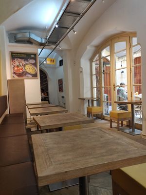 Inside and outside seating area. at Bombay Express in Prague