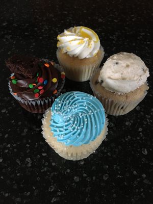 Clockwise from the left: Cosmic Brownie, Lemon, Cookie Dough, Lemon Blueberry at Vegan East - 34th Ave S in Minneapolis