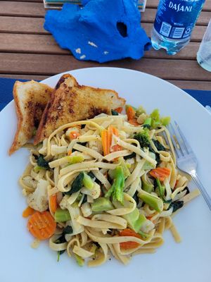 Pasta with Veg at The Blue Conch in Great Exuma