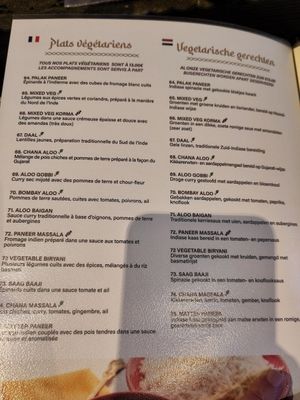 Menu at Taj Mahal in Sint-pieters-leeuw