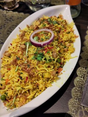 Rice with vegetables at Taj Mahal in Sint-pieters-leeuw