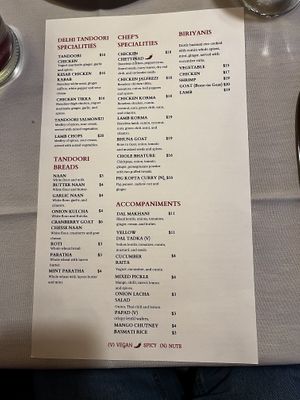 Back side of menu   at Delhi Spice in Bethesda