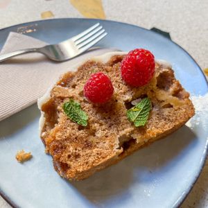New on their menu: vegan spiced apple cake  at Mistral Coffee House in Mallorca