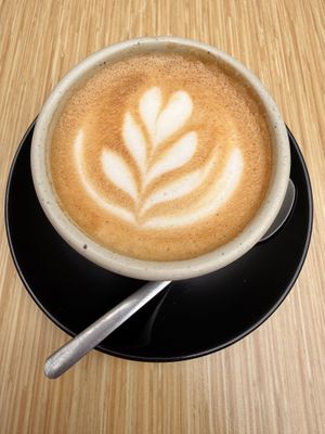 Oat milk cappuccino with their Ethiopian bean    at Mistral Coffee House in Mallorca