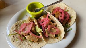 No chicken tacos  at La Muñeca in Nazare