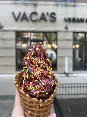 Swirl with chocolate and sprinkles  at VACA'S in Chicago
