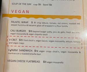Vegan Lunch options at The Local's Spot in Egg Harbor