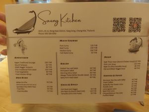 Menu at Saung Kitchen in Chiang Mai