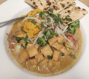 Yellow curry with tofu at Red Antler in Vernon
