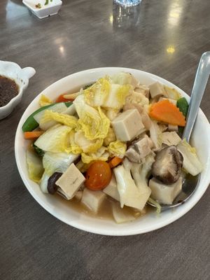 Stir fried vegetables - lots of tofu included which was unexpected    at Green Kitchen in Chumphon