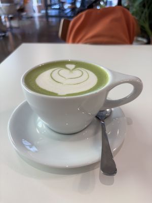 Matcha Latte. Matcha powder doesn’t contain milk powder, as the staff told me.  at Cafe Nerd in Gyeongju