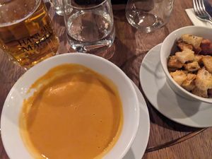 Lentil soup at Hanul Lui Manuc in Bucharest