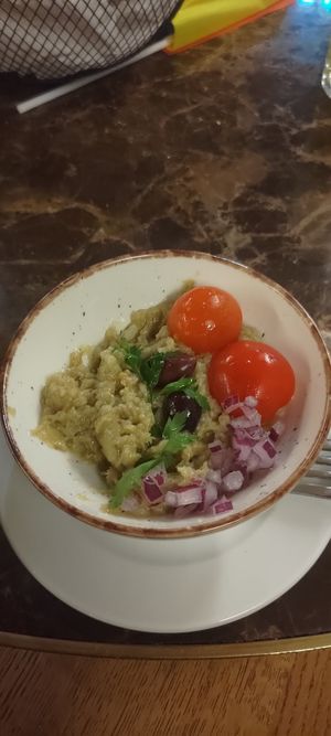 Aubergine spread at Hanul Lui Manuc in Bucharest