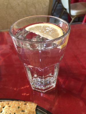 Glass of water  at Annam Brahma in Jamaica